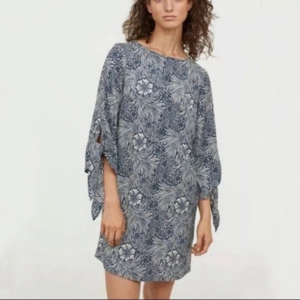 *3/$20* H&M x MORRIS & Co Floral Tie Sleeve Shift Mini Dress 2
